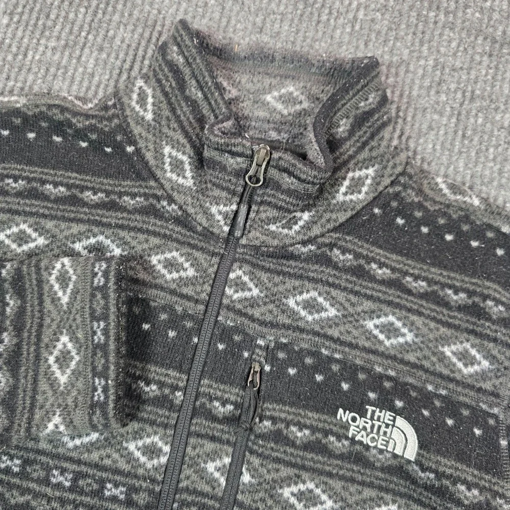 The North Face Sweatshirt Mens Large Gray Pullover 1/4 Zip Fleece Fair Isle